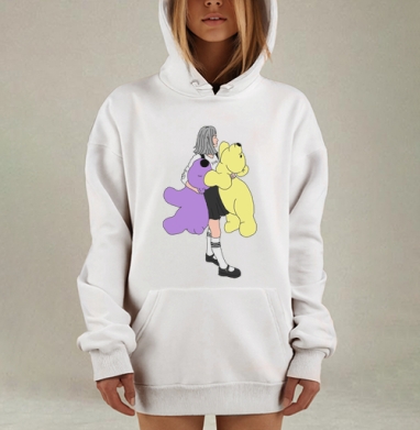 Японская школьница, Hoodie Mjhigh Dig, оверсайз, утепленная