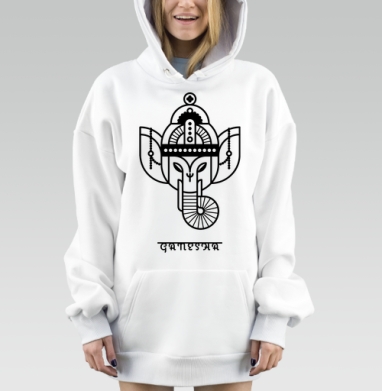 Голова Ганеши Индийского божества с головой слона GANESHA, Hoodie Mjhigh Dig, оверсайз, утепленная