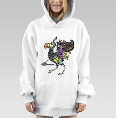 Приключения на фантастической птице с красным крабом, Hoodie Mjhigh Dig, оверсайз, утепленная