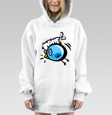 Синяя птичка, Hoodie Mjhigh Dig, оверсайз, утепленная