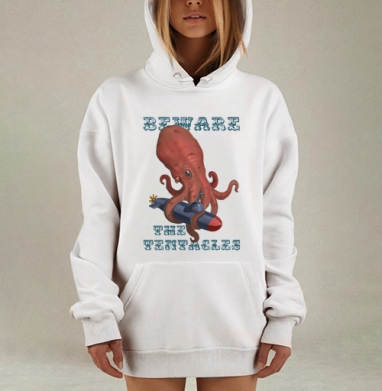 Берегись Тентаклей, Hoodie Mjhigh Dig, оверсайз, утепленная