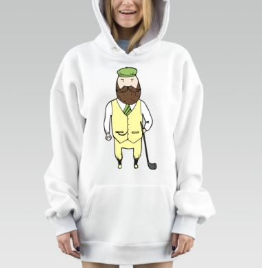 Джентльмен с клюшкой для гольфа, Hoodie Mjhigh Dig, оверсайз, утепленная