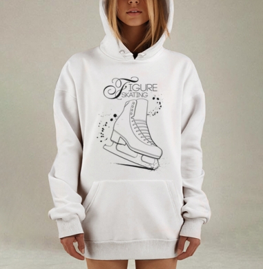 Элегантный конек для фигурного катания в стиле арт, Hoodie Mjhigh Dig, оверсайз, утепленная