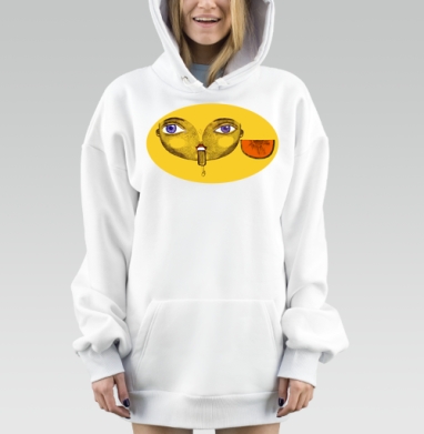 Сюрреалистическое лицо с ярким фруктом и эмоциями, Hoodie Mjhigh Dig, оверсайз, утепленная