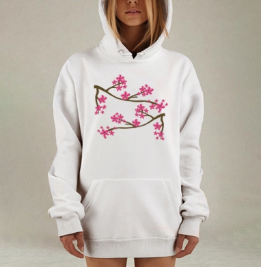 Нежная сакура, Hoodie Mjhigh Dig, оверсайз, утепленная