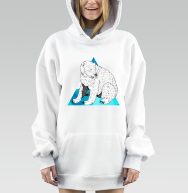 Медведь холодной Арктики в графике, Hoodie Mjhigh Dig, оверсайз, утепленная
