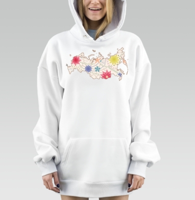 Карта России, Hoodie Mjhigh Dig, оверсайз, утепленная