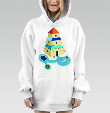 Сюрреалистический мир спокойствия и уединения, Hoodie Mjhigh Dig, оверсайз, утепленная