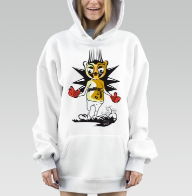 Яркий графический тотем с красными перчатками, Hoodie Mjhigh Dig, оверсайз, утепленная