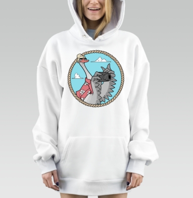Гусь-турист с камерой: забавный мультяшный принт, Hoodie Mjhigh Dig, оверсайз, утепленная