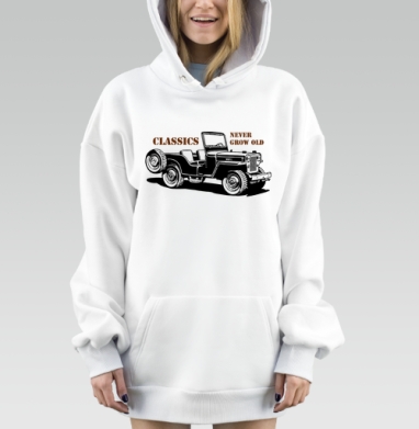 Винтажная графика классического джипа Willys MB, Hoodie Mjhigh Dig, оверсайз, утепленная