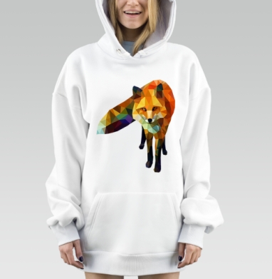 Стильная низкополигональная лиса в арт-дизайне, Hoodie Mjhigh Dig, оверсайз, утепленная