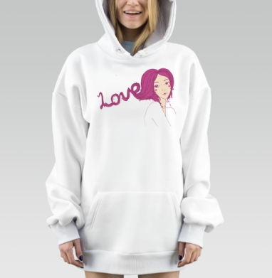 Love is in the hair  / Любовь в волосах, Hoodie Mjhigh Dig, оверсайз, утепленная