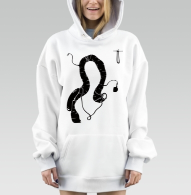 Lumbricidae / Дождевые черви, Hoodie Mjhigh Dig, оверсайз, утепленная