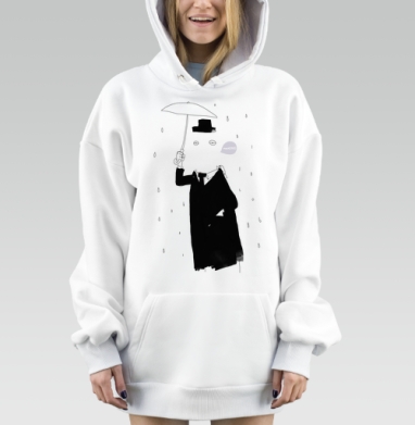 Сюрреалистичная фигура с зонтом и шляпой, Hoodie Mjhigh Dig, оверсайз, утепленная