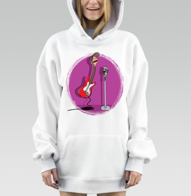 Рок дуэт с живой красной гитарой и ретро микрофоном голос и струны, Hoodie Mjhigh Dig, оверсайз, утепленная