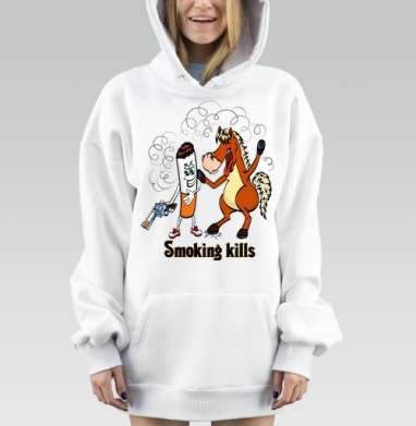 Smoking kills / Курение убивает, Hoodie Mjhigh Dig, оверсайз, утепленная