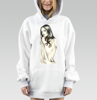 Женская художественная рубашка с тату-драконом, Hoodie Mjhigh Dig, оверсайз, утепленная