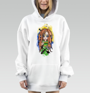 Маленькая Воительница с Топором и Стрелами Маленькая Воительница, Hoodie Mjhigh Dig, оверсайз, утепленная