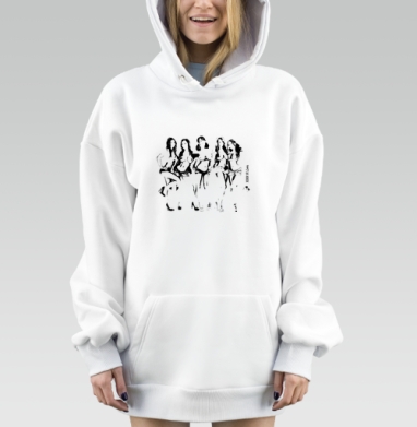 Женские силуэты чёрно белая гармония позы тела, Hoodie Mjhigh Dig, оверсайз, утепленная