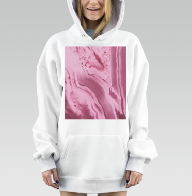 Мягкие розовые волны и плавные линии абстракция, Hoodie Mjhigh Dig, оверсайз, утепленная