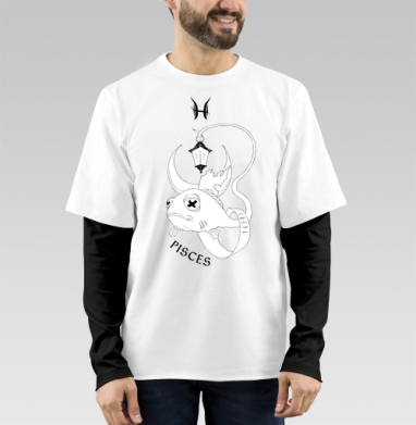 Pisces - знак зодиака рыбы, Футболка мужская лонгслив OneOne