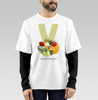 Vegetables, буква V из Живой Азбуки, Футболка мужская лонгслив OneOne