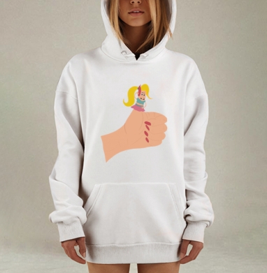 Девочка с пальчиком вверх Мотивация и поддержка, Hoodie Mjhigh Dig, оверсайз, утепленная