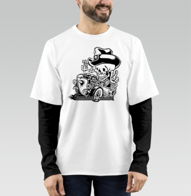 Гоночный скелет ковбой озорной стиль racing, Футболка мужская лонгслив OneOne