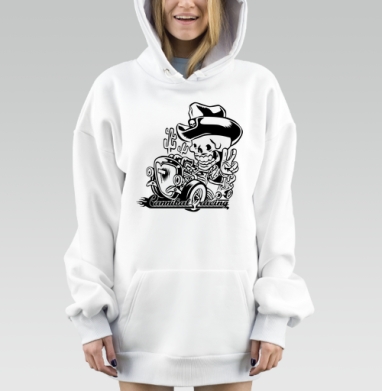 Гоночный скелет ковбой озорной стиль racing, Hoodie Mjhigh Dig, оверсайз, утепленная