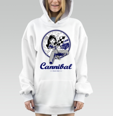 Девушка с гоночным флагом азартная скорость каннибал гонки, Hoodie Mjhigh Dig, оверсайз, утепленная