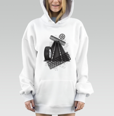 Колесо судьбы катится по дороге жизни к неизведанным горизонтам, Hoodie Mjhigh Dig, оверсайз, утепленная