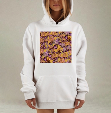 Драгоценные камни ирисы сложный бесконечный узор, Hoodie Mjhigh Dig, оверсайз, утепленная