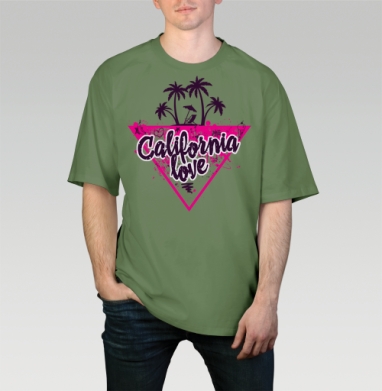 California love яркая романтика пальмовой вечеринки, Футболка мужская оверсайз оливковая