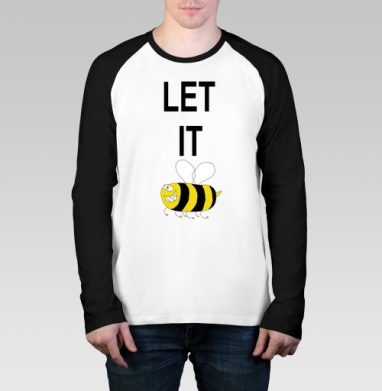 Юмористичный принт LET IT BEE с озорной пчелой, Футболка длинный рукав / Мужчинам / Реглан / Принт