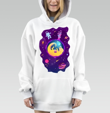 Жёлтая черепаха внутри планеты космосе тайн жизни, Hoodie Mjhigh Dig, оверсайз, утепленная