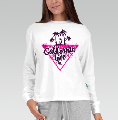 California love яркая романтика пальмовой вечеринки, Футболка лонгслив женская белая