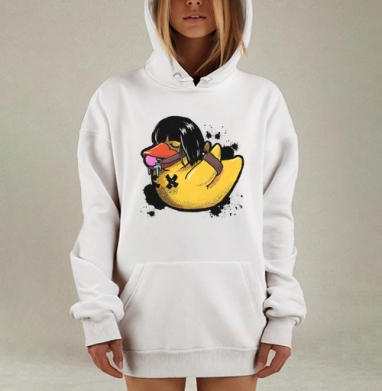 Желтая утка с клювом в наморднике вызов свободе, Hoodie Mjhigh Dig, оверсайз, утепленная