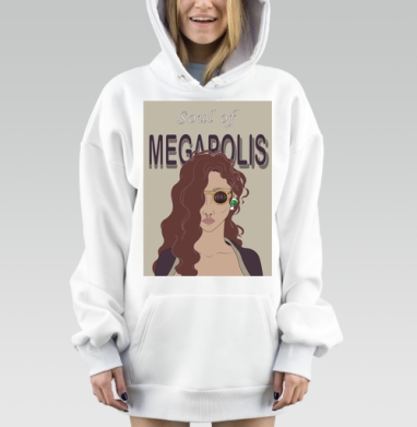 Девушка в очках отражение мегаполиса душа мегаполиса, Hoodie Mjhigh Dig, оверсайз, утепленная