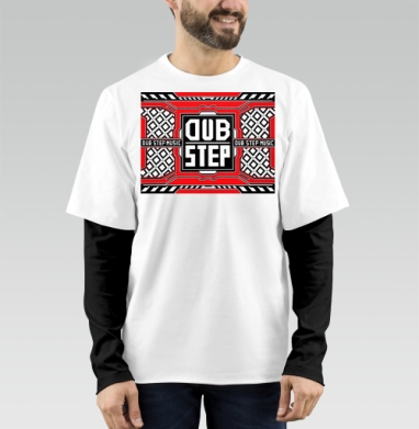 Красный Черный Белый Даб Степ Музыка Dub Step Music, Футболка мужская лонгслив OneOne