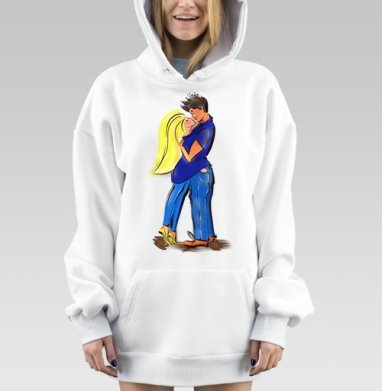 Влюблённая пара в нежном объятии рядом с дорогим человеком, Hoodie Mjhigh Dig, оверсайз, утепленная