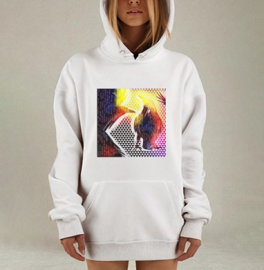 Ворон с цитатой Эдгара По в радуге цвета, Hoodie Mjhigh Dig, оверсайз, утепленная