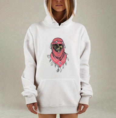 Арабский череп с восточным платком череп с восточным платком, Hoodie Mjhigh Dig, оверсайз, утепленная