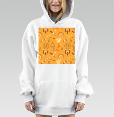 Индейский паттерн с ловцами снов и стрелами для детской комнаты, Hoodie Mjhigh Dig, оверсайз, утепленная