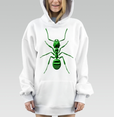 Зеленый пластиковый муравей на сером фоне, Hoodie Mjhigh Dig, оверсайз, утепленная
