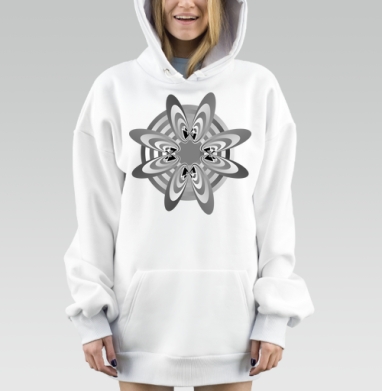 Абстрактный цифровой цветок в монохроме для украшения, Hoodie Mjhigh Dig, оверсайз, утепленная