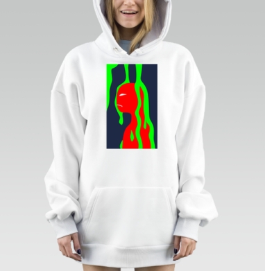 Красный человек в зелёных потоках тоскливое настроение - Магазин футболок meningit - Дизайнерские принты