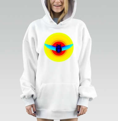 Жук скарабей с крыльями на цветных кругах жук скарабей, Hoodie Mjhigh Dig, оверсайз, утепленная
