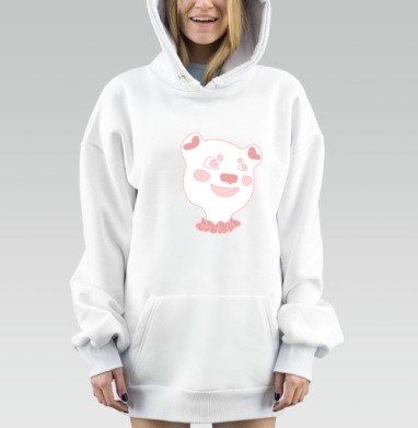 Сладкий мишка с нежным лицом и выражением счастья, Hoodie Mjhigh Dig, оверсайз, утепленная