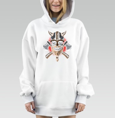 Боевой череп викинга с топорами рыжеватая борода, Hoodie Mjhigh Dig, оверсайз, утепленная